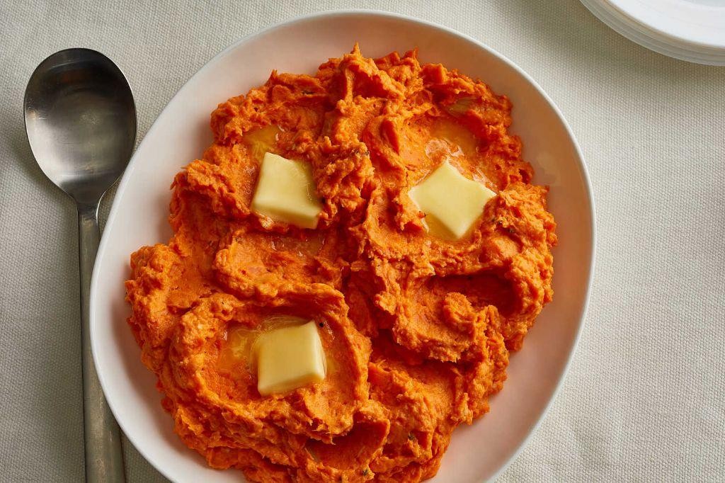 Sweet Potato Microwave Mash with Garlic