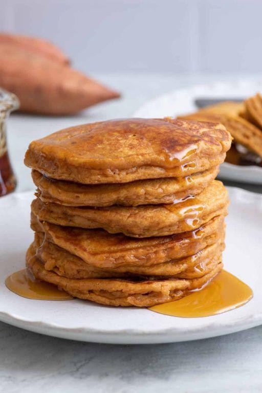 Sweet Potato Microwave Pancakes with Honey