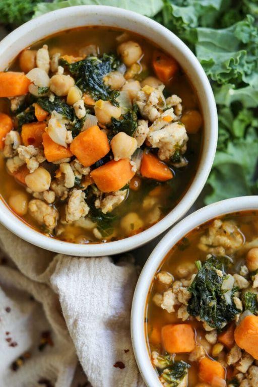 Sweet Potato Turkey Soup with Kale
