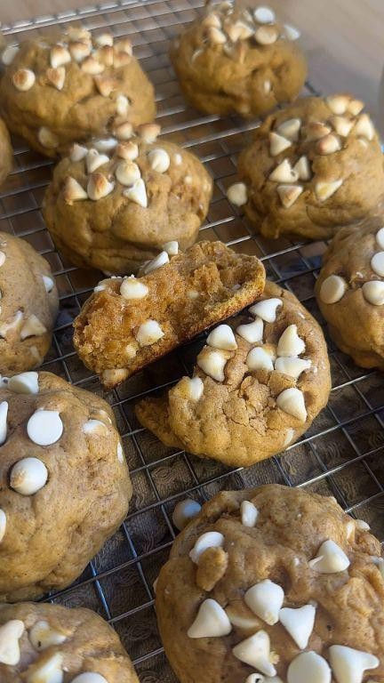 Sweet Pumpkin Cookies with White Chocolate Chips