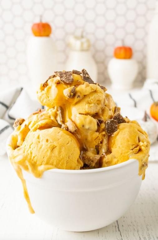 Sweet Pumpkin Ice Cream with Caramel Swirl