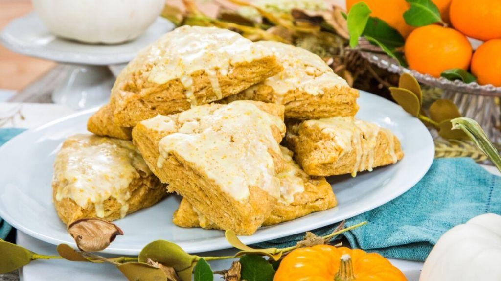 Sweet Pumpkin Scones with Orange Glaze