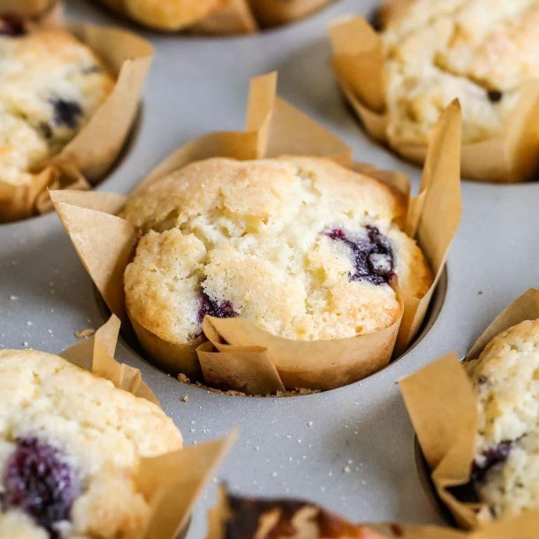 Sweet Sourdough Discard Blueberry Muffins