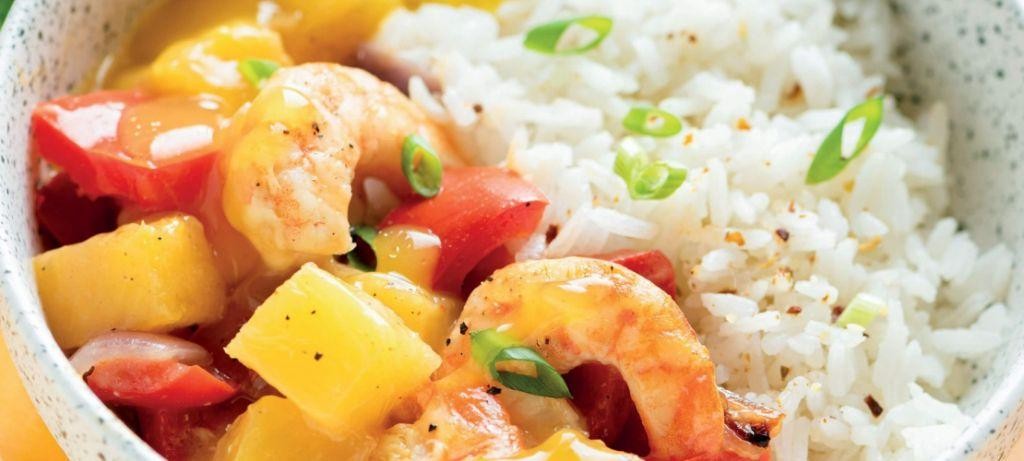 Sweet and Sour Shrimp Fried Rice with Bell Peppers