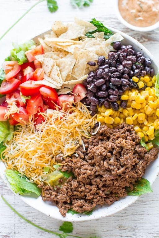 Taco Meat Loaded Taco Salad