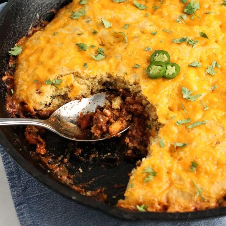 Taco Meat and Cornbread Skillet