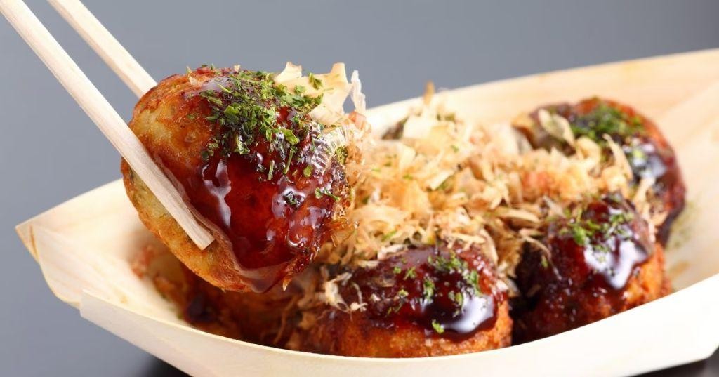 Takoyaki Bento with Octopus Balls and Okonomiyaki Sauce