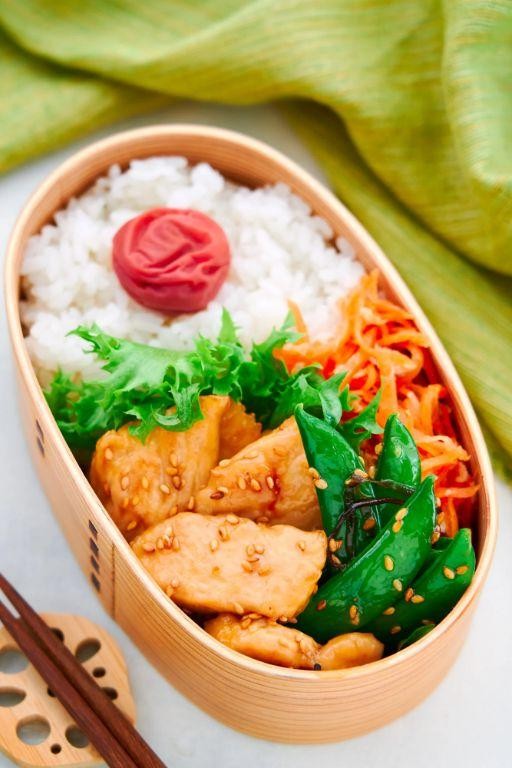 Teriyaki Chicken Bento with Steamed Rice and Vegetables