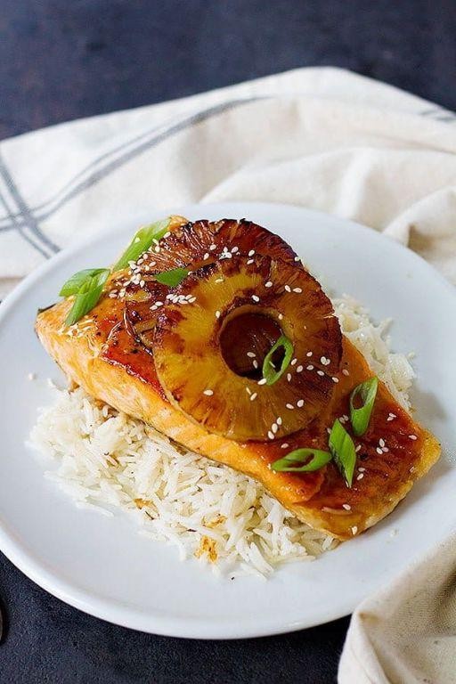 Teriyaki Grilled Salmon with Pineapple Slices