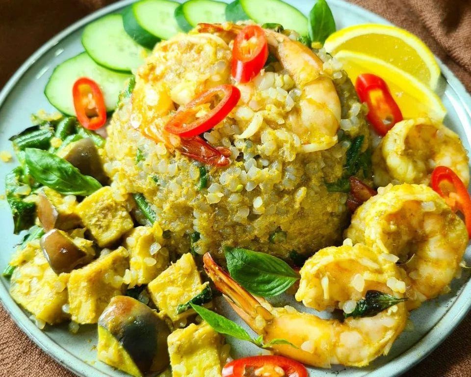 Thai Basil Eggplant and Shrimp Fried Rice