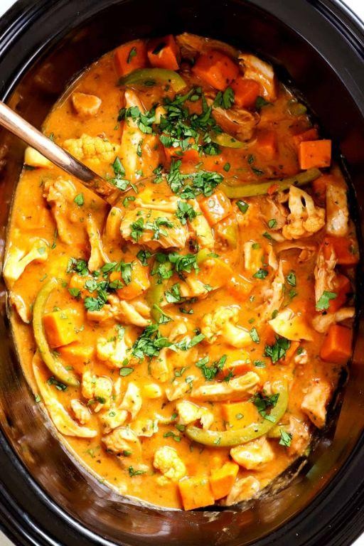 Thai Coconut Curry Chicken and Potato Crockpot Dish