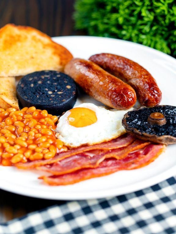 Traditional English Fry-Up with Black Pudding