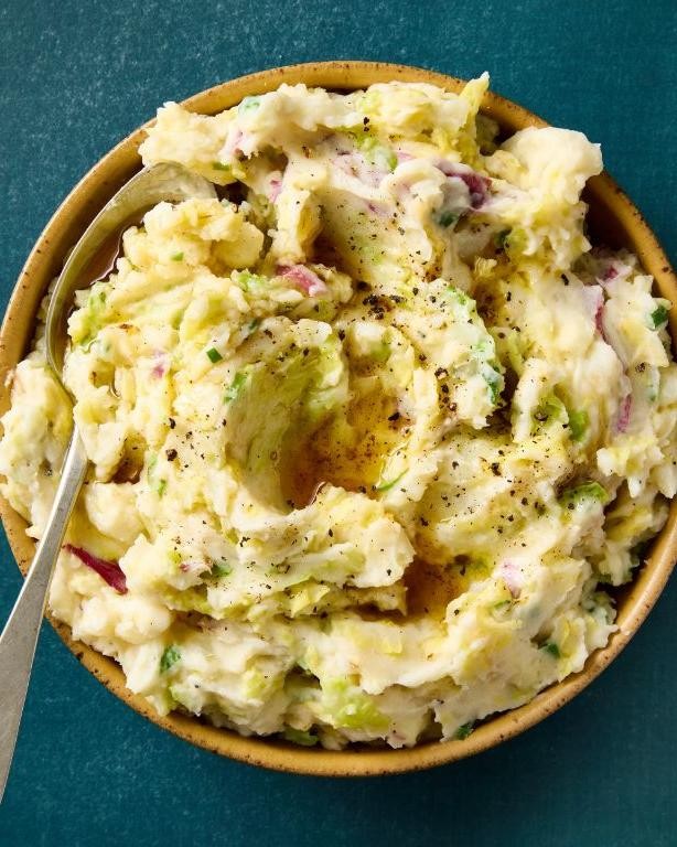 Traditional Irish Colcannon with Cabbage and Potatoes