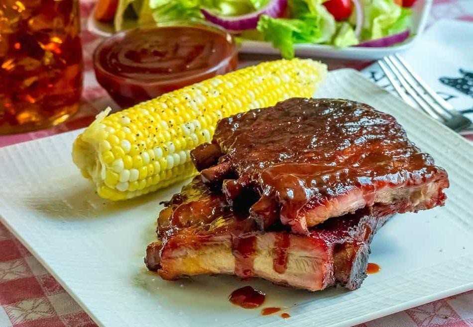 Traeger Cherrywood Smoked Ribs with Bourbon BBQ Sauce