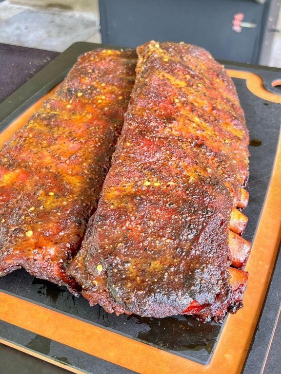Traeger Smoked Ribs with Mustard-Based Mop Sauce