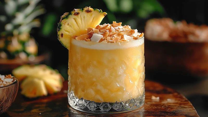 Tropical Mezcal Punch with Pineapple and Coconut