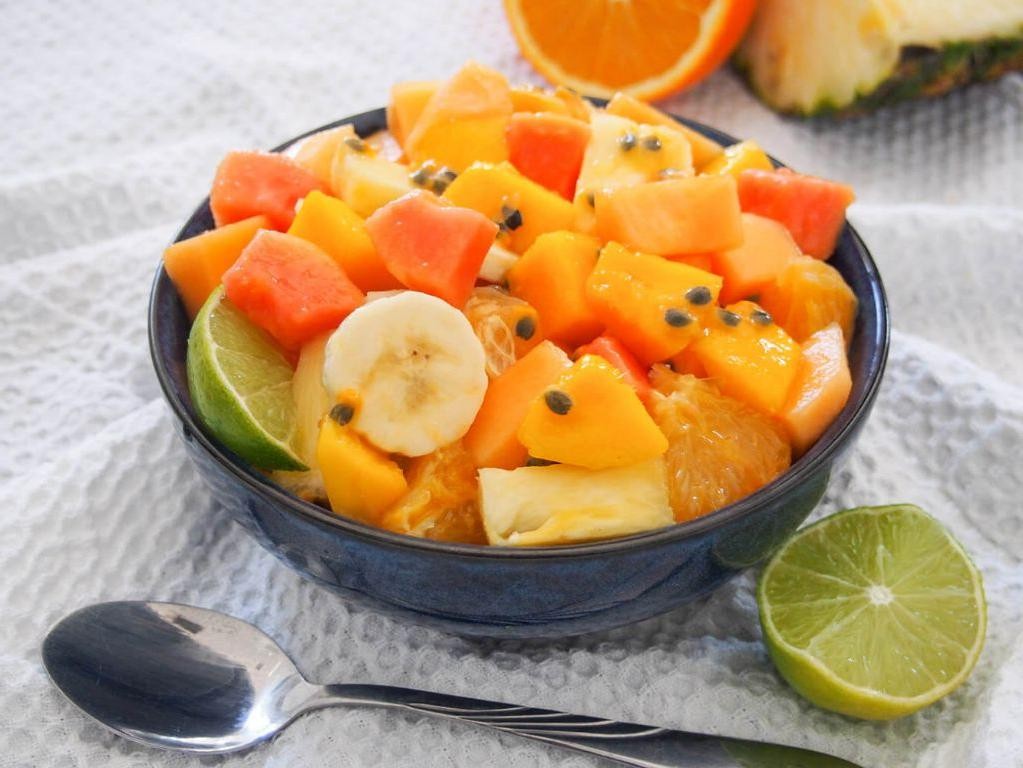 Tropical Sunrise Easter Fruit Salad with Papaya and Passionfruit
