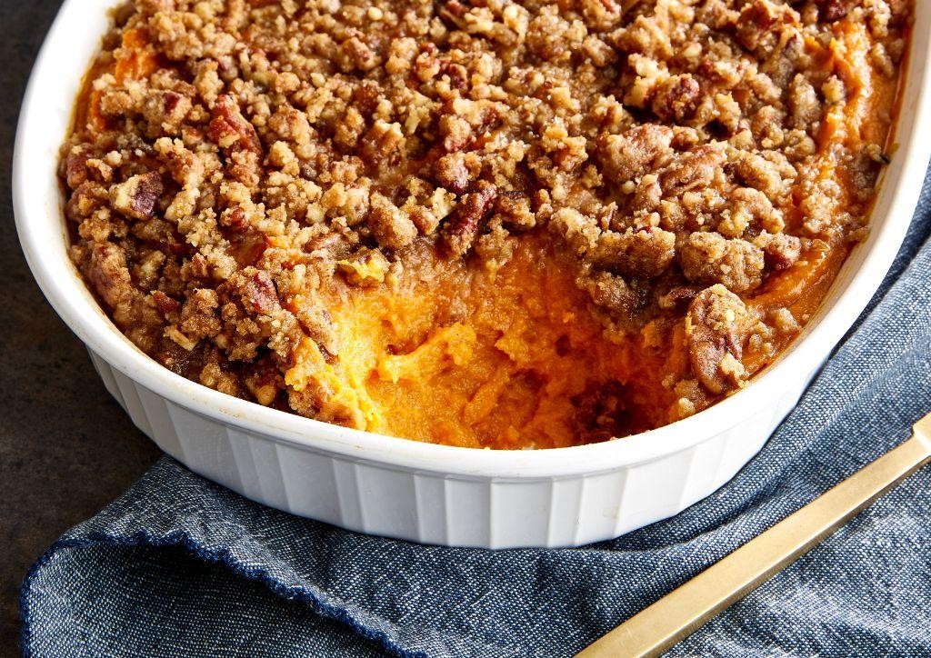 Turkey Sweet Potato Casserole with Pecan Crumble