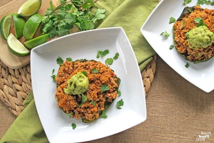 Turkey and Quinoa Stuffed Poblano Peppers
