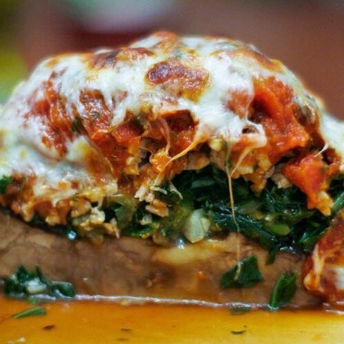 Turkey and Spinach Stuffed Portobello Mushrooms