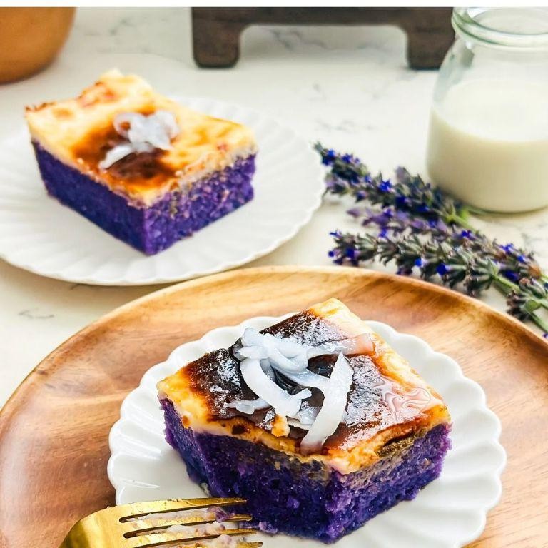 Ube Halaya Cake with Macapuno Topping