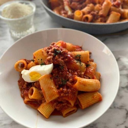 Veal Parmesan Pasta Bake with Rigatoni