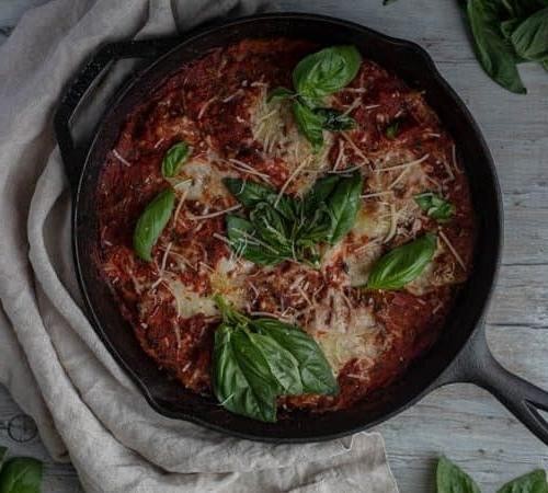 Veal Parmesan Skillet with Cherry Tomatoes