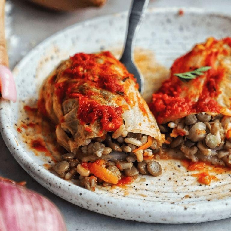Vegan Cabbage Rolls with Lentil Filling