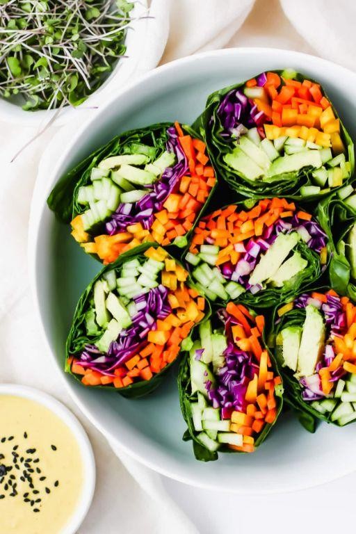 Vegan Rainbow Veggie Wrap with Tahini
