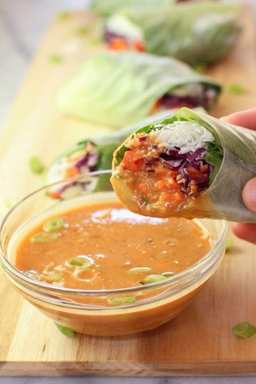 Vegetable Spring Rolls with Peanut Dipping Sauce