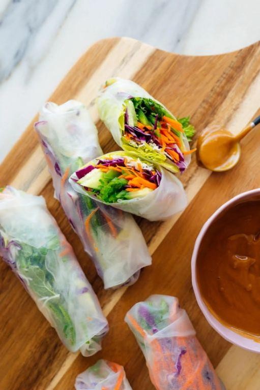 Veggie-Packed Summer Rolls with Peanut Sauce