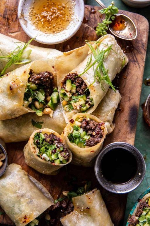 Vietnamese Beef and Basil Spring Rolls