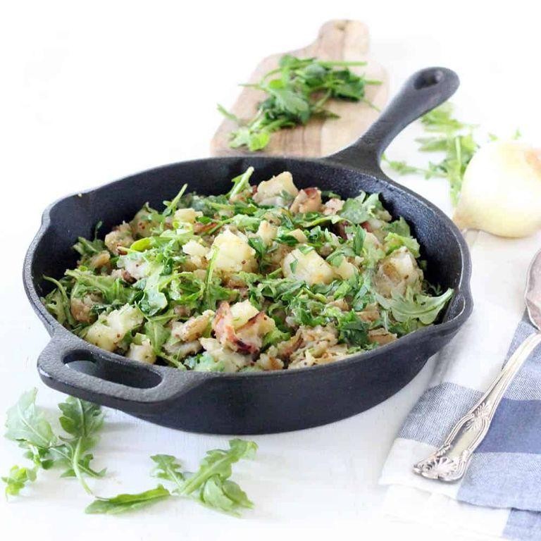 Warm Arugula and Bacon Potato Salad