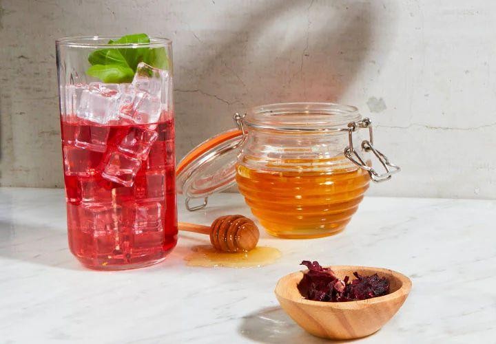 Warm Hibiscus Tea with Honey and Lemon