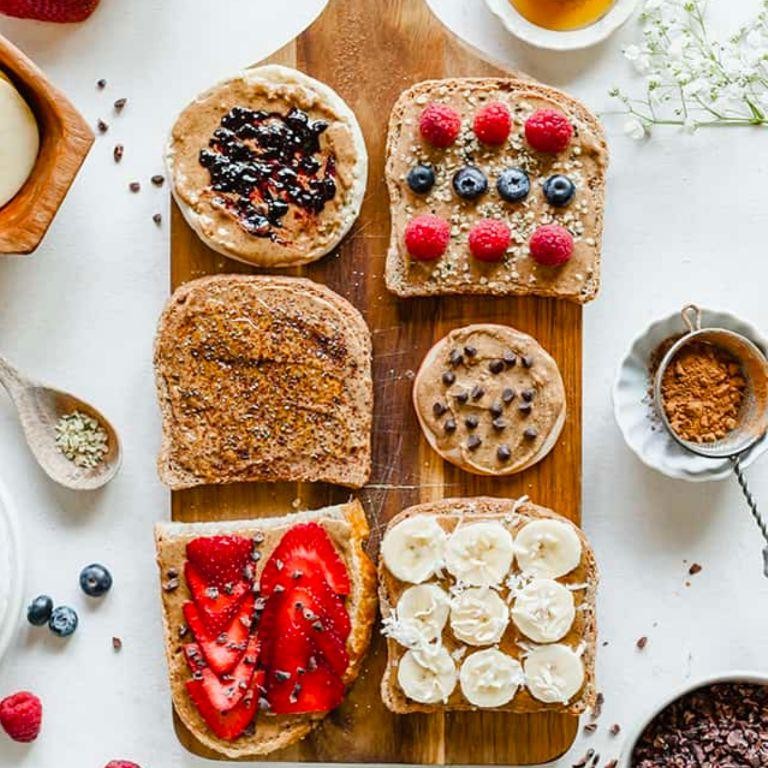 Whole grain toast fingers with almond butter