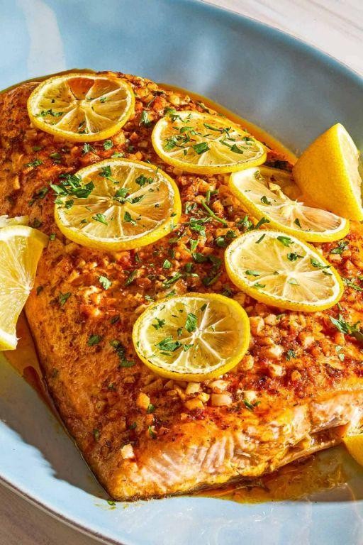 Wild Garlic and Lemon Roasted Salmon