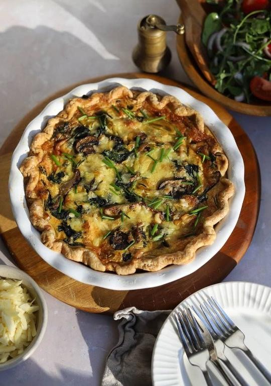 Wild Mushroom and Leek Quiche