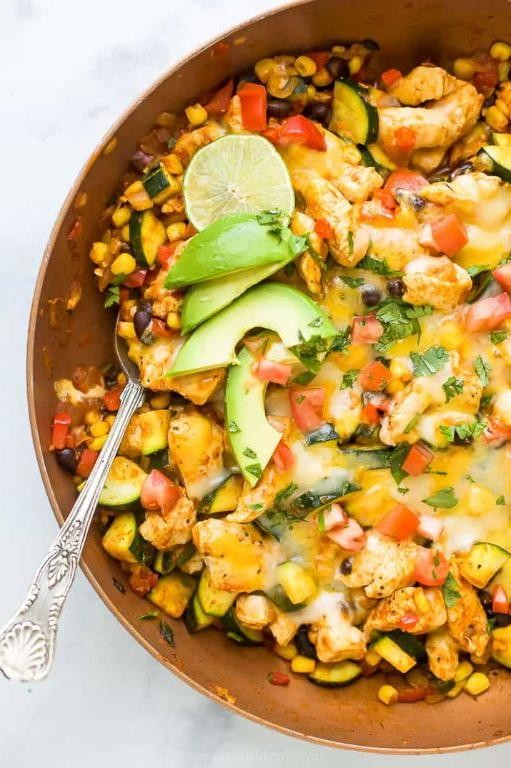 Zucchini and Chicken Enchilada Skillet