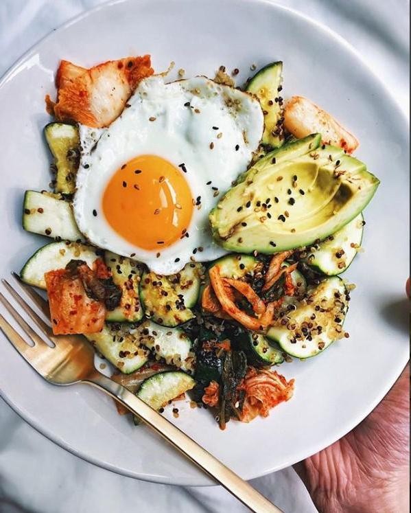 Zucchini and Egg Breakfast Bowl with Avocado